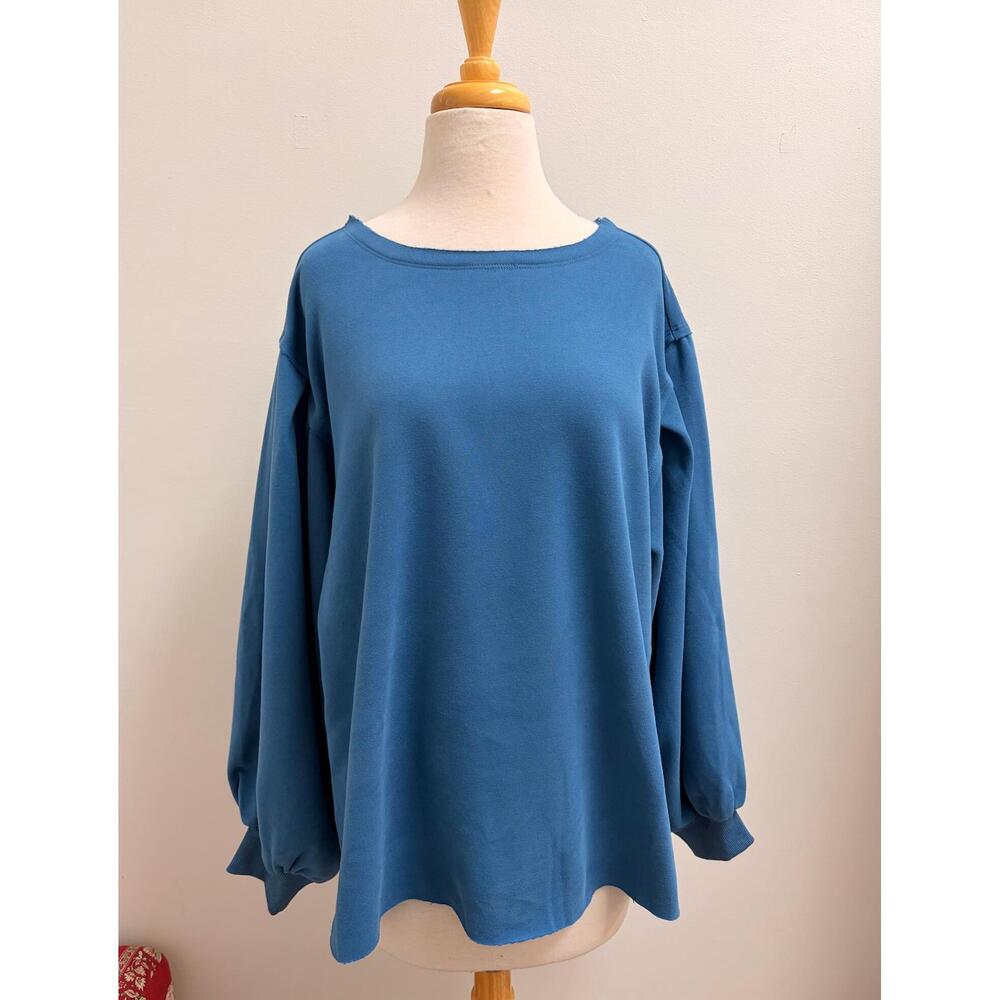 NEW OTT women's bubble long sleeve sweatshirt in vintage navy